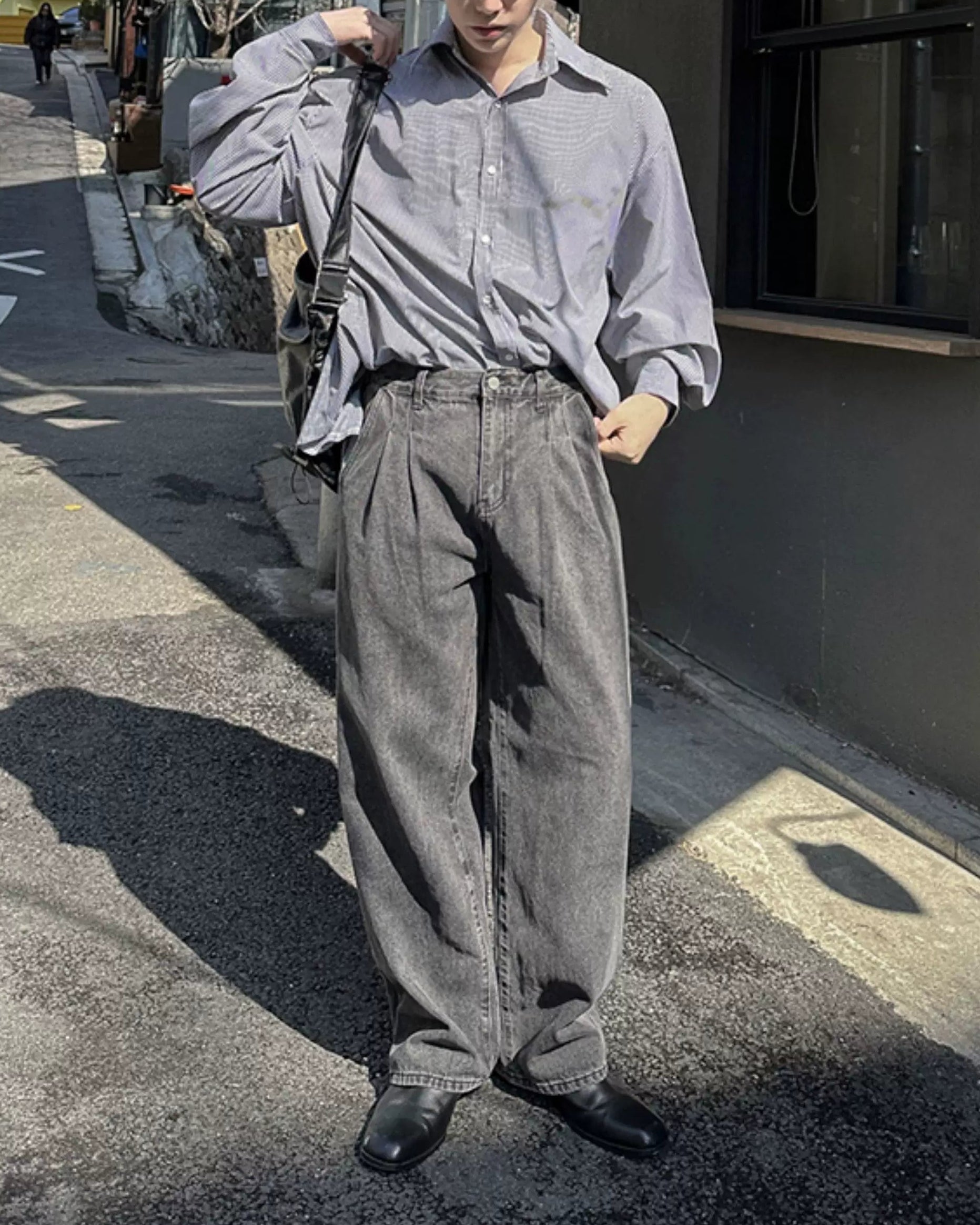 コリアンブラックストライプシャツ Ot20127