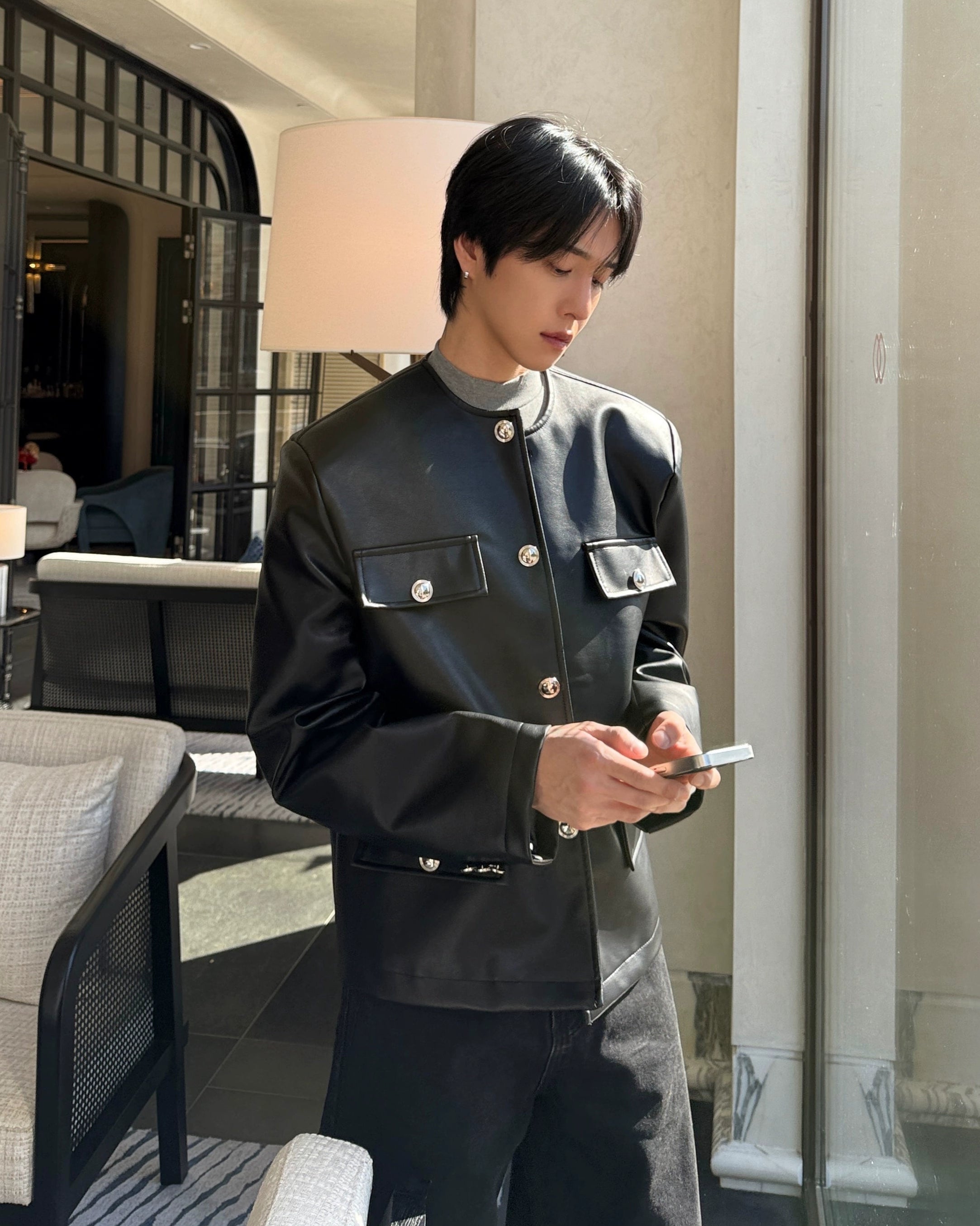 ノーカラーレザージャケット Ot30007 ノーカラーレザージャケット Ot30007