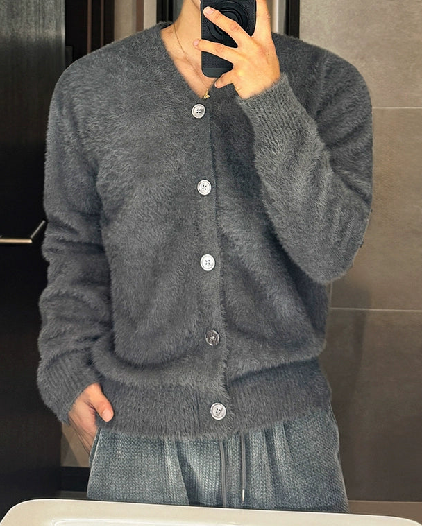 Vネックモヘアボタンカーディガン Ot20123