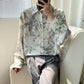 【最短即日発送】flower design drape shirt Ot11659