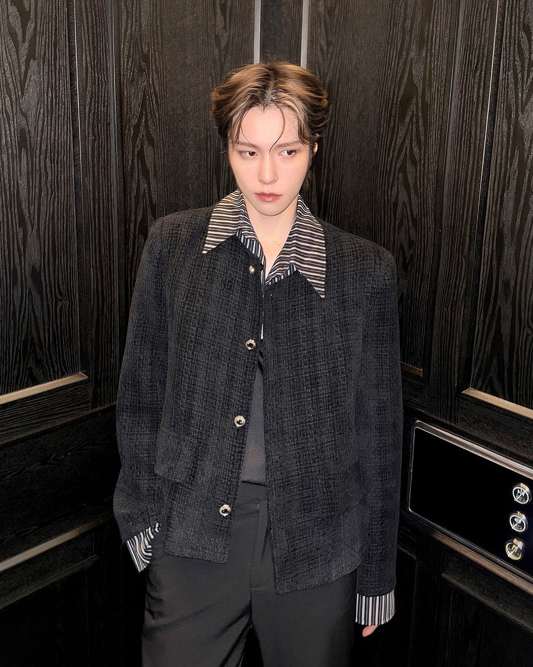 ブラックチェックツイードジャケット Ot30032