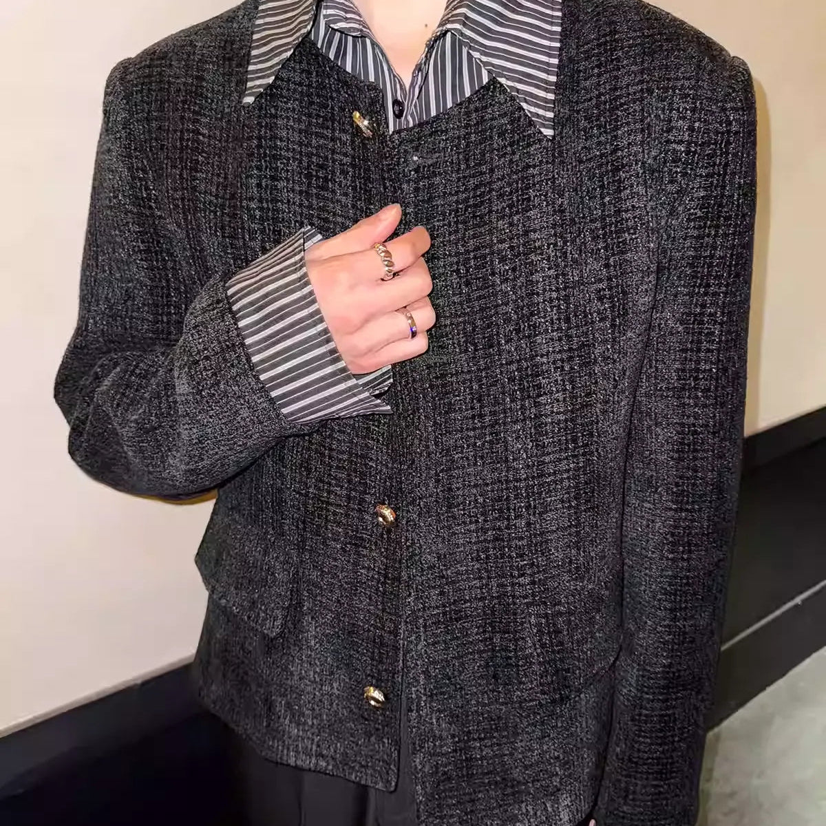 Kiton2ボタンジャケット 白黒チェック48 Kiton2ボタンジャケット 白黒チェック48