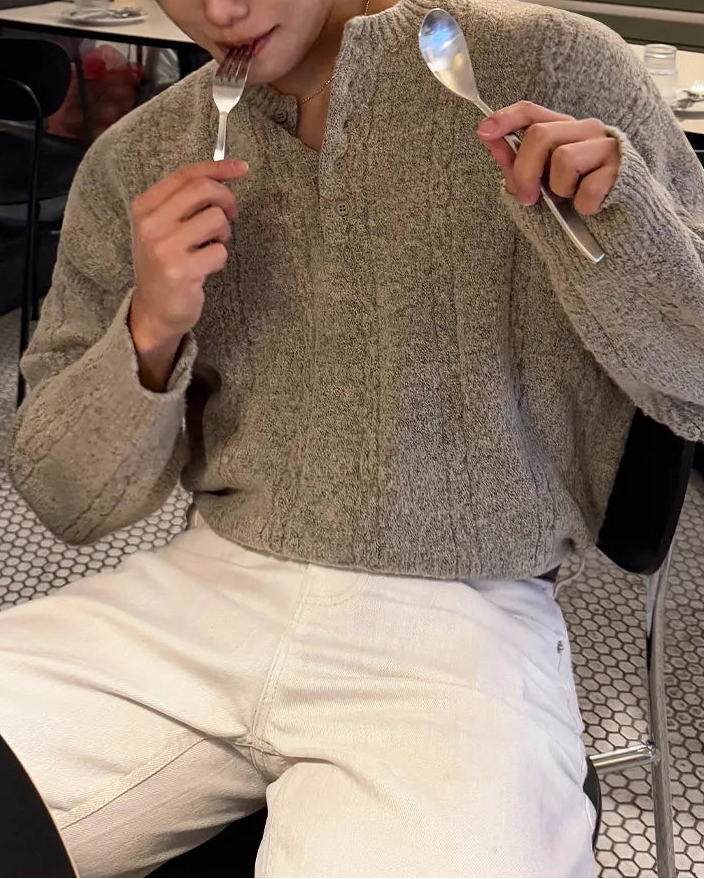 カジュアルヘンリーニットシャツ Ot20119