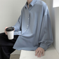 【韓国メンズファッション】 スタイリッシュクールシャツ ブルー オーバーサイズ ユニセックス